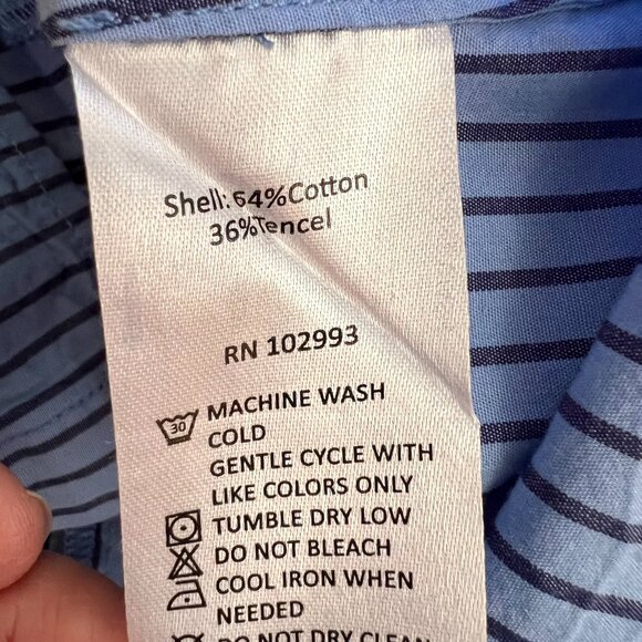 Koche Collective Pinstripe Ruffle Button Down Shirt - Picture 9 of 9